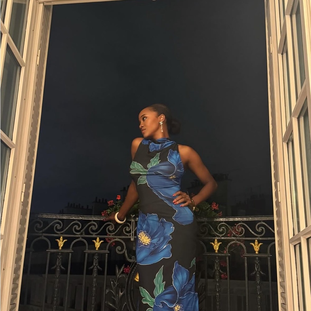 Zara BLUE FLORAL FLOWY PRINT HALTER NECK DRESS  - NWT! - Picture 14 of 16